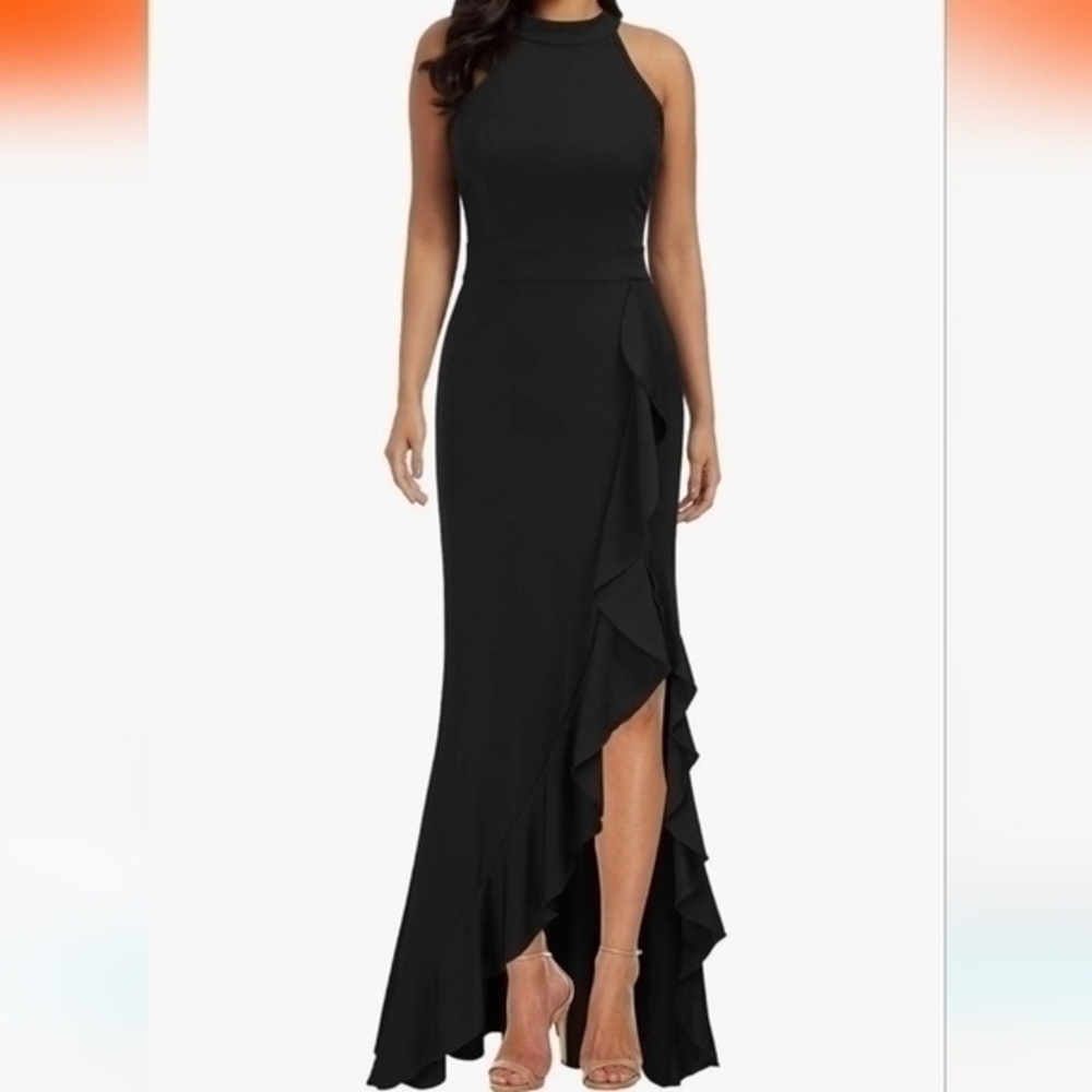 WOOSEA Women's High Neck Split Bodycon Mermaid Evening Cocktail Long Dress XL NW